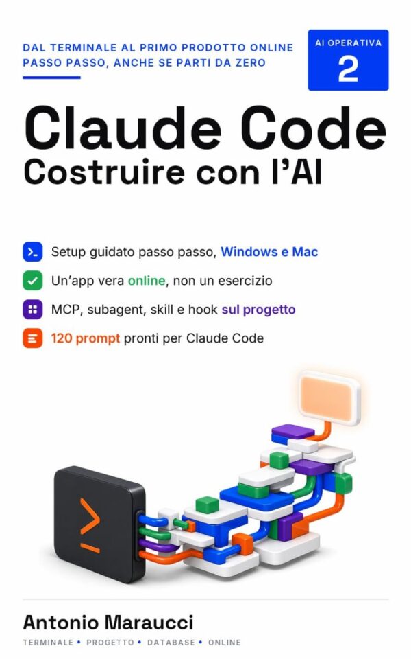 Copertina del libro «Claude Code — Costruire con l’AI» di Antonio Maraucci