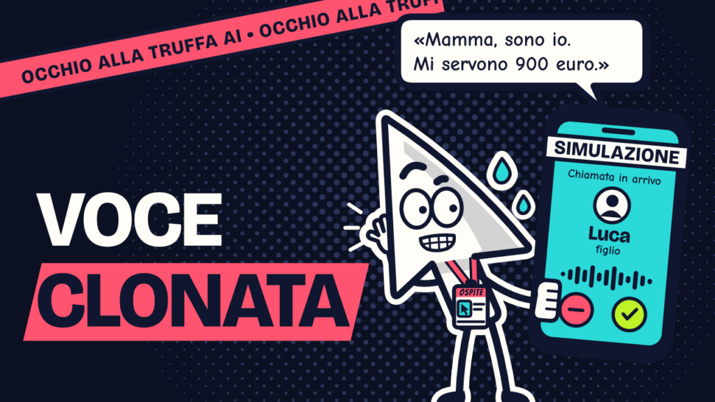 Serio sbianca davanti a una chiamata simulata: «Mamma, sono io. Mi servono 900 euro.» Titolo: voce clonata.